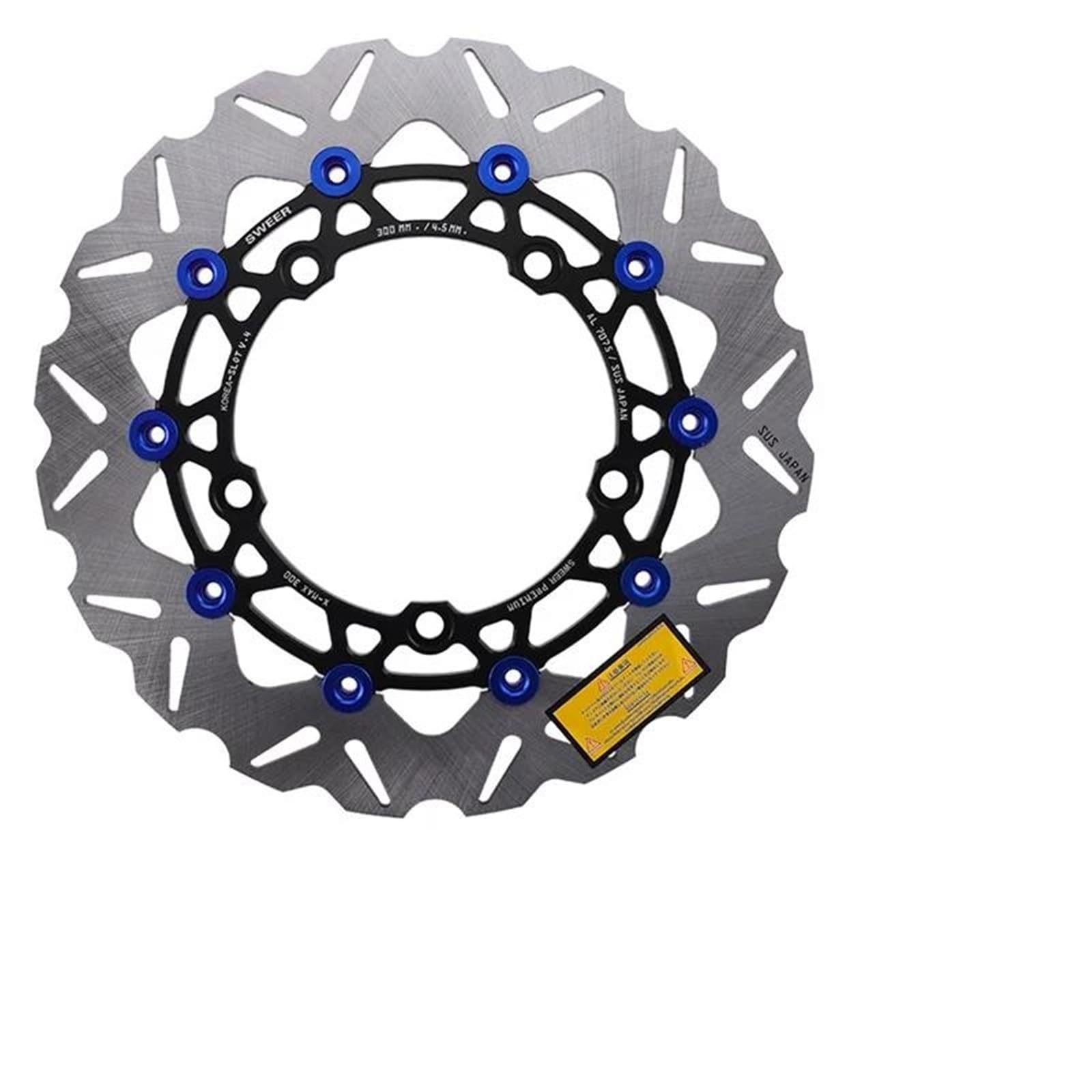 Motorrad Bremsscheiben Für Yamaha Für XMAX300 Motorradzubehör Vorderrad 300MM Bremsscheibe Rotor Modifizierte Bremssättel Pumpenadapter Ersatz(Blue) von SISAWUEU