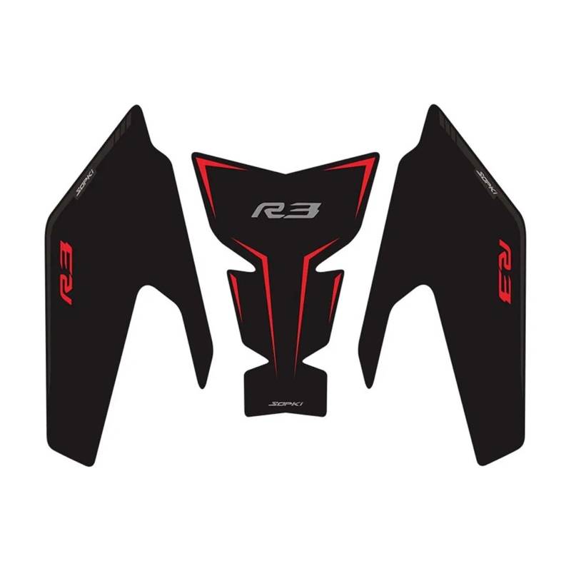 Motorrad Tankpad Für Yamaha R3 YZF-R3 YZFR3 2019-2024 2023 Motorrad Anti-Slip Kraftstoff Tank Pad Schutz Aufkleber Aufkleber Motorrad Tank Matte Aufkleber(Red) von SISAWUEU