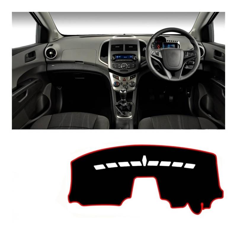 Auto Armaturenbretter Abdeckung Für Chevr&olet Für Sonic Aveo 2010 2011 2012 2013 2014 2015 Auto-Armaturenbrett-Abdeckung Armaturenbrettmatte Sonnenschutz Rutschfeste Unterlage(Red Side RHD) von SISIFEIER