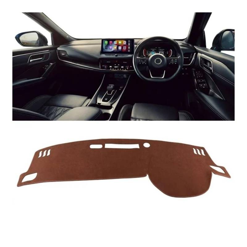 Auto Armaturenbretter Abdeckung Für N&issan Für Qashqai J12 E-Power 3 MK3 2021 2022 2023 2024 Auto Armaturenbrettabdeckung Armaturenbrettmatte Sonnenschutz Rutschfeste Unterlage(B RHD Brown) von SISIFEIER