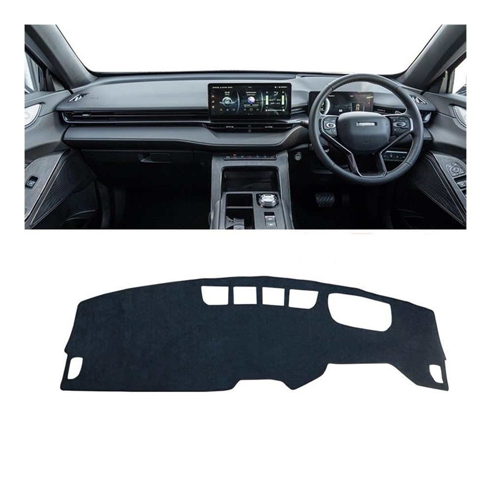 SISIFEIER Auto Armaturenbretter Abdeckung Für Haval H6 3. Generation 2021 2022 2023 2024 PHEV Auto Armaturenbrettabdeckung Armaturenbrettmatte Sonnenschutz rutschfeste Unterlage(B RHD Black) von SISIFEIER