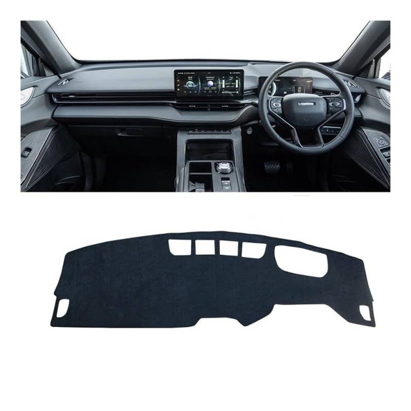 SISIFEIER Auto Armaturenbretter Abdeckung Für Haval H6 3. Generation 2021 2022 2023 2024 PHEV Auto Armaturenbrettabdeckung Armaturenbrettmatte Sonnenschutz rutschfeste Unterlage(B RHD Black) von SISIFEIER
