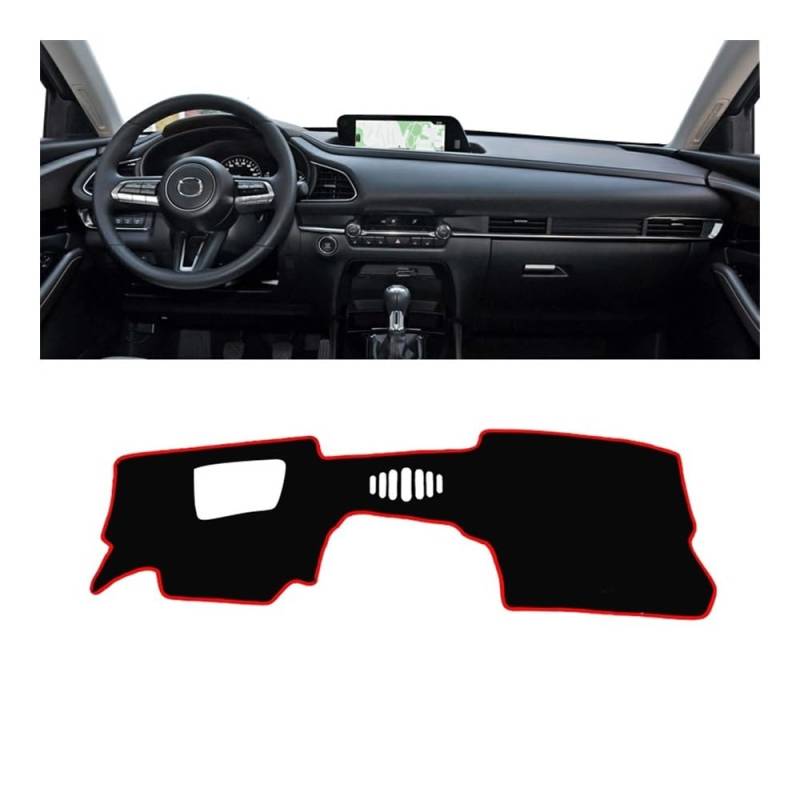 SISIFEIER Auto Armaturenbretter Abdeckung Für Maz&da Für CX-30 DM 2019 2020 2021 2022 2023 Auto-Armaturenbrett-Abdeckung Armaturenbrett-Matte Sonnenschutz rutschfeste Unterlage(A LHD with HUD Red) von SISIFEIER