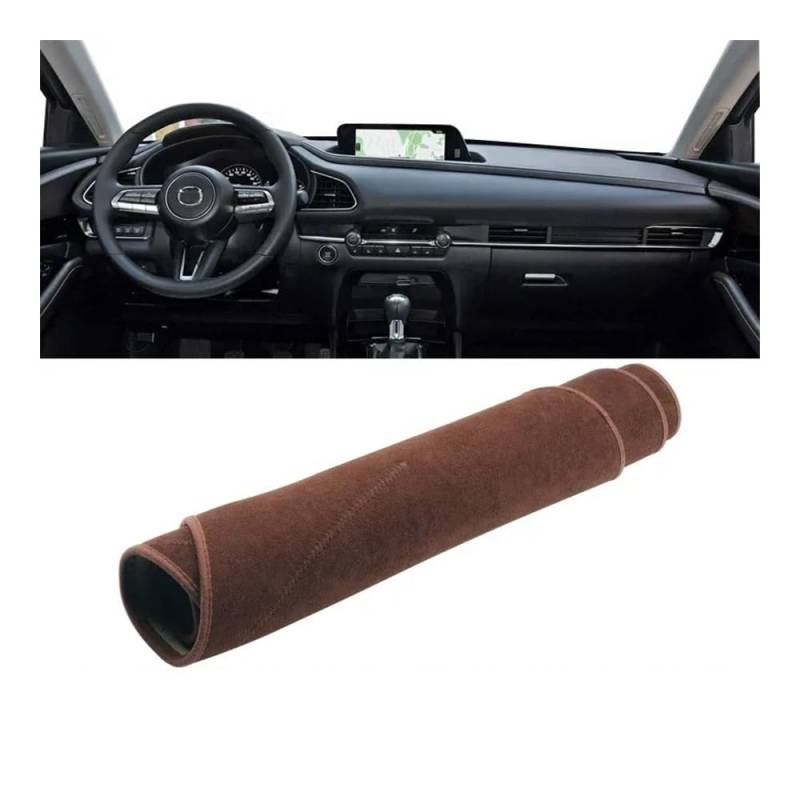 SISIFEIER Auto Armaturenbretter Abdeckung Für Maz&da Für CX-30 DM 2019 2020 2021 2022 2023 Auto-Armaturenbrett-Abdeckung Armaturenbrett-Matte Sonnenschutz rutschfeste Unterlage(B LHD NO HUD Brown) von SISIFEIER