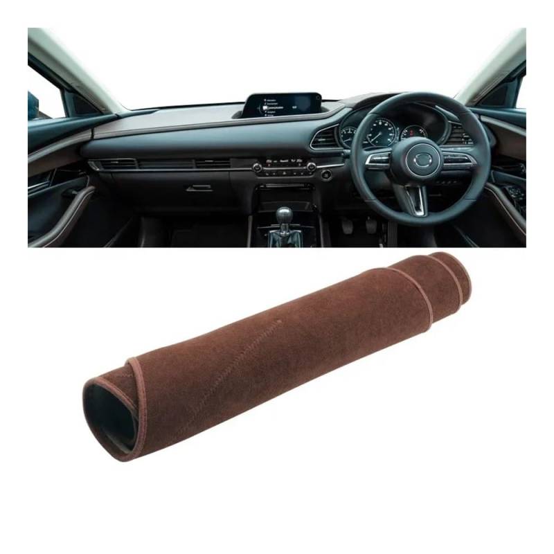 SISIFEIER Auto Armaturenbretter Abdeckung Für Maz&da Für CX-30 DM 2019 2020 2021 2022 2023 Auto-Armaturenbrett-Abdeckung Armaturenbrett-Matte Sonnenschutz rutschfeste Unterlage(B RHD NO HUD Brown) von SISIFEIER