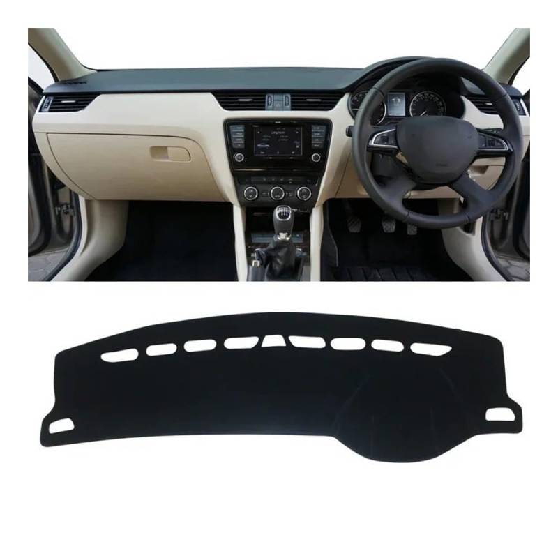 SISIFEIER Auto Armaturenbretter Abdeckung Für Sko&da Für Octavia 3 A7 MK3 5E 2013 2014 2015 2016 2017 2018 2019 Auto Armaturenbrett Abdeckung Dash Matte Sonnenschutz rutschfest(A RHD Black Side) von SISIFEIER
