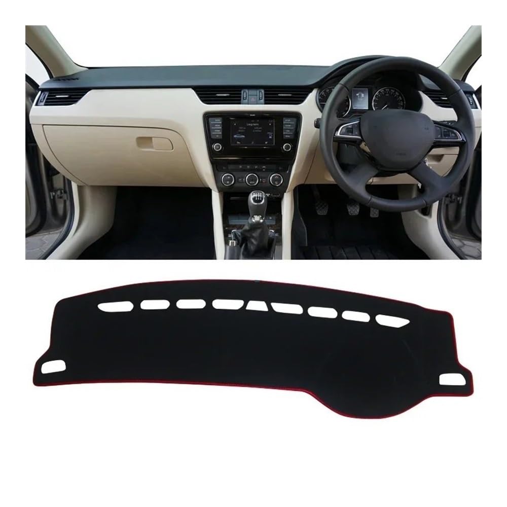 SISIFEIER Auto Armaturenbretter Abdeckung Für Sko&da Für Octavia 3 A7 MK3 5E 2013 2014 2015 2016 2017 2018 2019 Auto Armaturenbrett Abdeckung Dash Matte Sonnenschutz rutschfest(A RHD Red Side) von SISIFEIER