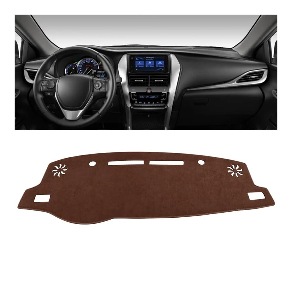 SISIFEIER Auto Armaturenbretter Abdeckung Für Toy&OTA Für Vios 2019 2020 2021 2022 2023 Armaturenbrettabdeckung Armaturenbrettmatte Sonnenschutz rutschfeste Unterlage(B LHD Brown) von SISIFEIER