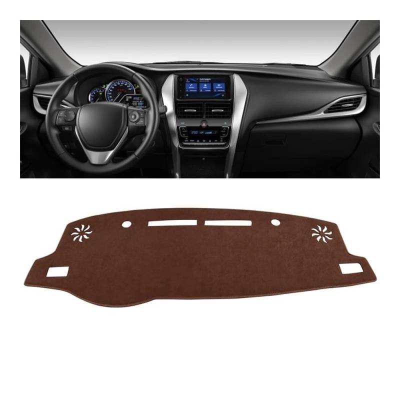 SISIFEIER Auto Armaturenbretter Abdeckung Für Toy&OTA Für Vios 2019 2020 2021 2022 2023 Armaturenbrettabdeckung Armaturenbrettmatte Sonnenschutz rutschfeste Unterlage(B LHD Brown) von SISIFEIER