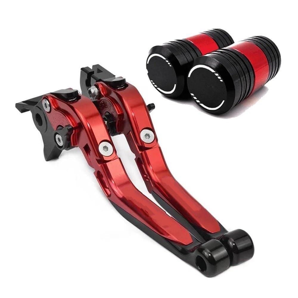 SISIFEIER Griff Bremshebel Für Du&Cati Für Panigale V4 S/R V2 959 899 1299 1199 S/R/Tricolor Motorrad CNC Einstellbare Bremsgriff Kupplung Hebel Reifen Ventil Kappe(NJQZ Red) von SISIFEIER