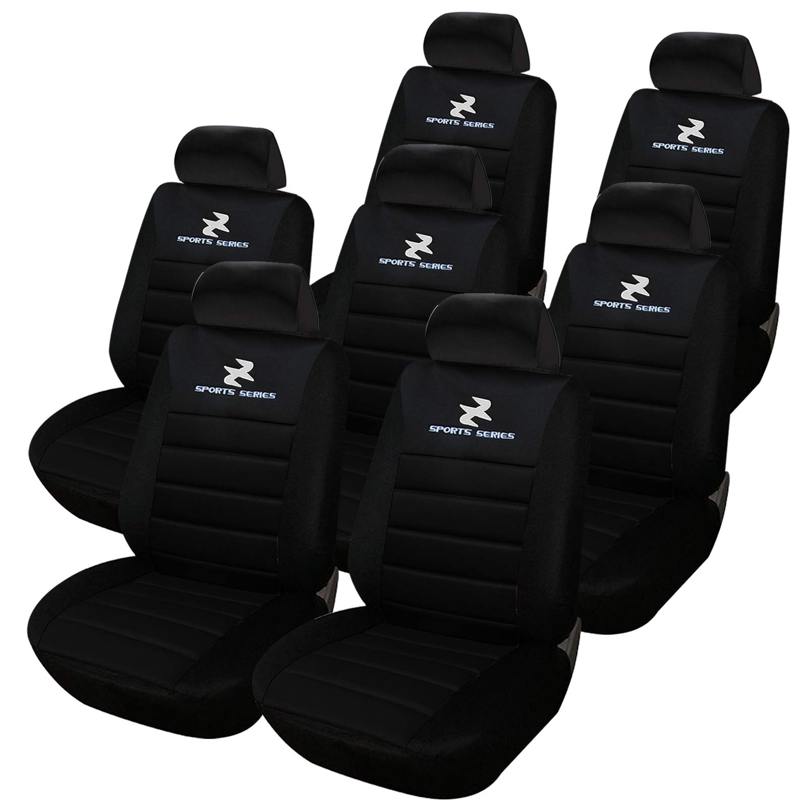 eSituro SCSC0068 7er Einzelsitzbezug universal Sitzbezüge für Auto Schonbezug Schoner Dicke gepolstert schwarz von eSituro
