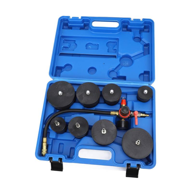 SIXRUN Leckage Tester Turbosystem, 9-teiliges Turbo-Leckdruckdruck-Werkzeugkit mit Adaptern mit 35 Mm-90 Mm, Metallmaterial, Universelle Passform von SIXRUN