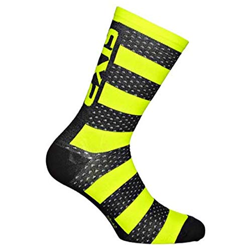 SIXS Luxury Merino Socken, Schwarz/Neongelb, Größe 35 38 von SIXS