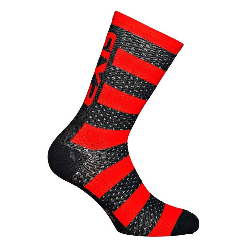 SIXS Luxury Merino Socken, Schwarz/Rot, Größe 35 von SIXS