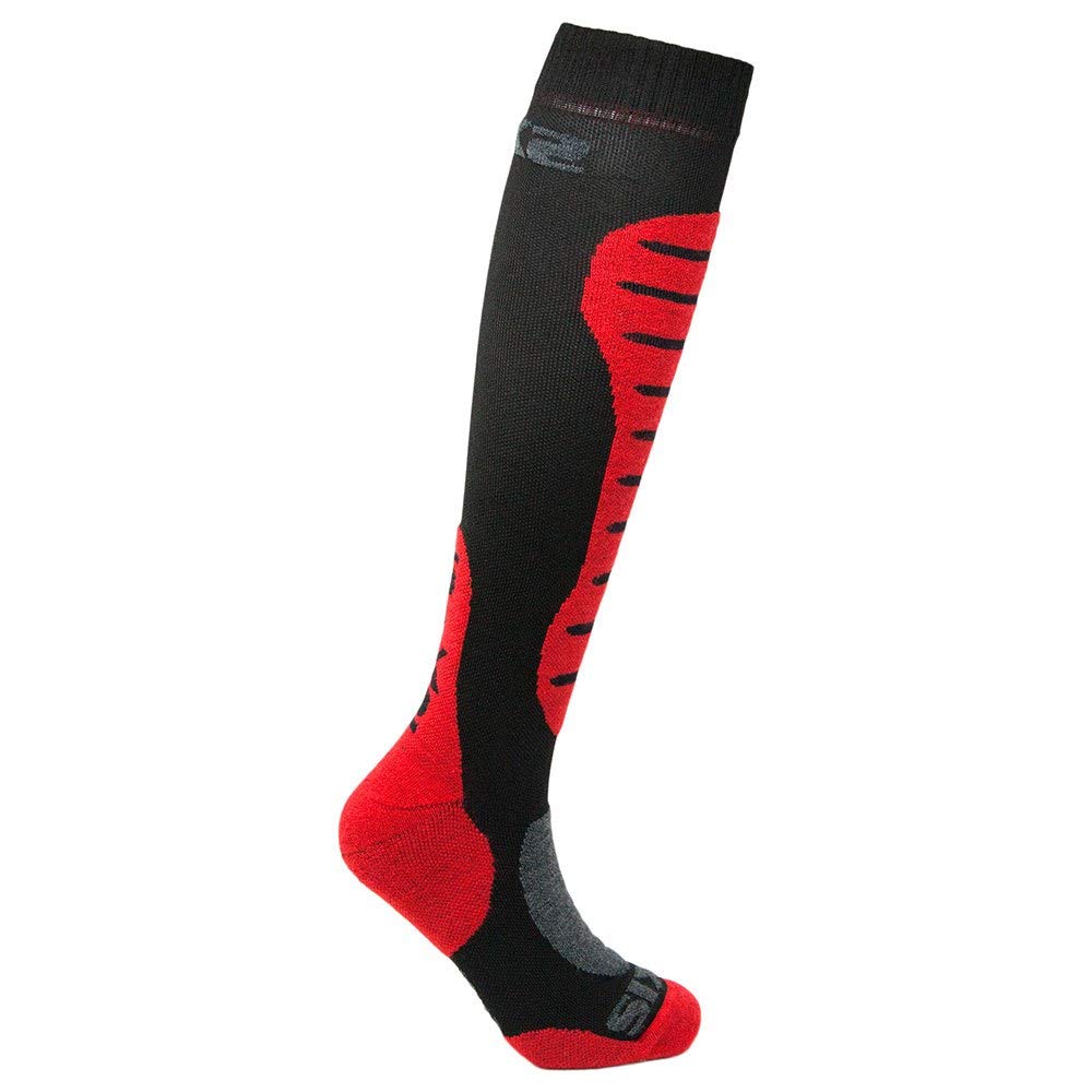 SIXS Merino-Socken, Schwarz/Rot, Größe 47 von SIXS