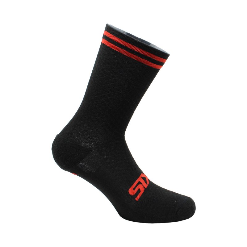 SIXS Socken kurz MERINOS SOCKS schwarz-rot von SIXS