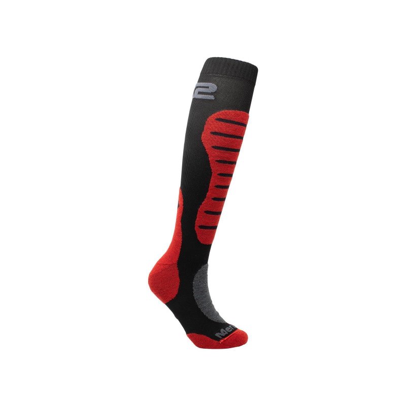 SIXS Socken lang MOT2 MERINOS schwarz-rot von SIXS