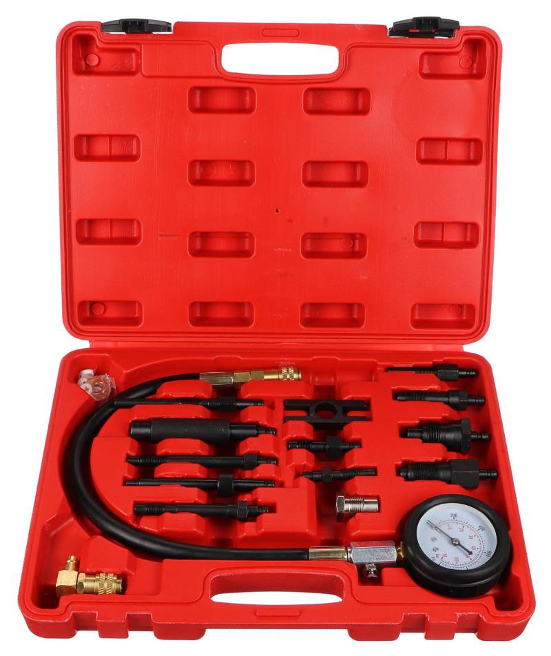 SIXTOL Engine Tester 23 Kompressionsprüfer Set für Dieselmotoren | 70 bar Druckmanometer Kompressionstester, schwarz, rot von SIXTOL