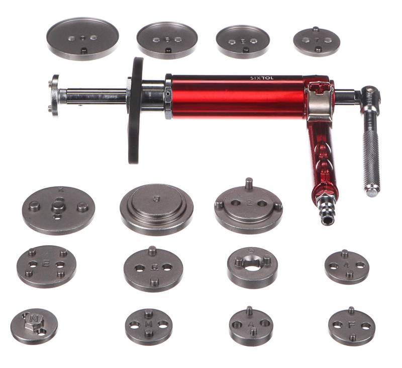 SIXTOL Mechanic Brake Set PNEU 16 | Pneumatisches Bremskolben-Rückstellwerkzeug | 16-teiliges Set | Auto-Werkzeug | Adaptersatz | Druckluftbetrieben | Bremskolbenrücksteller von SIXTOL