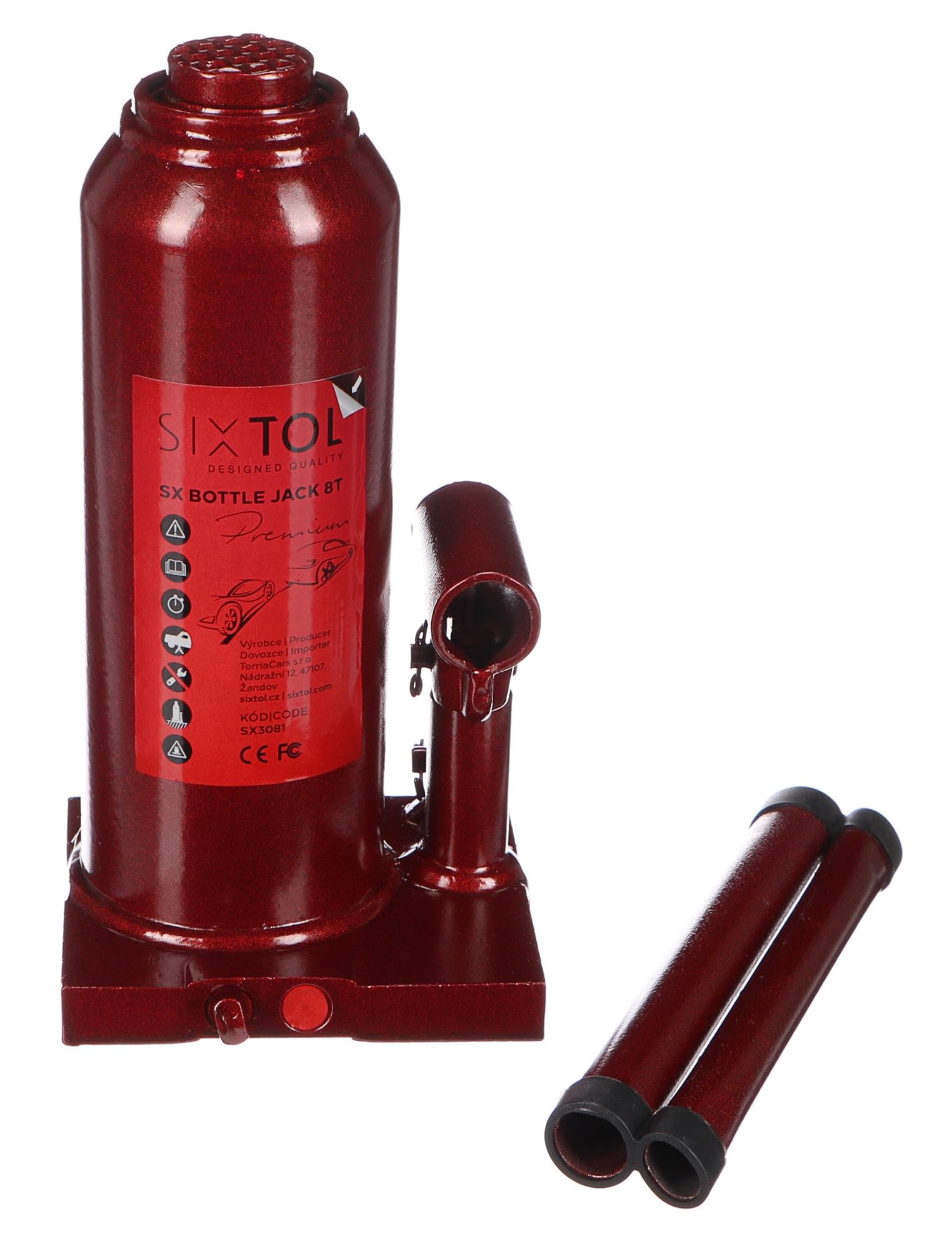 SIXTOL SX Bottle Jack Premium 8T | Hydraulischer Wagenheber | 8 Tonnen | Profiqualität | Vollverschweißte Konstruktion, Rot SIXTOL SX Bottle Jack Premium 8T | Hydraulischer Wagenheber | 8 Tonnen | Profiqualität | Vollverschweißte Konstruktion, Rot von SIXTOL