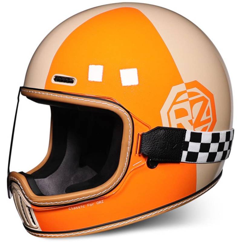 Integralhelm Vintage Motorrad Roller Retro Klassisch Crash Racing Rally Touring ECE-Geprüfter Helm Rollerhelme ATV UTV Unisex-Erwachsene 10,XXL von SJAPEX