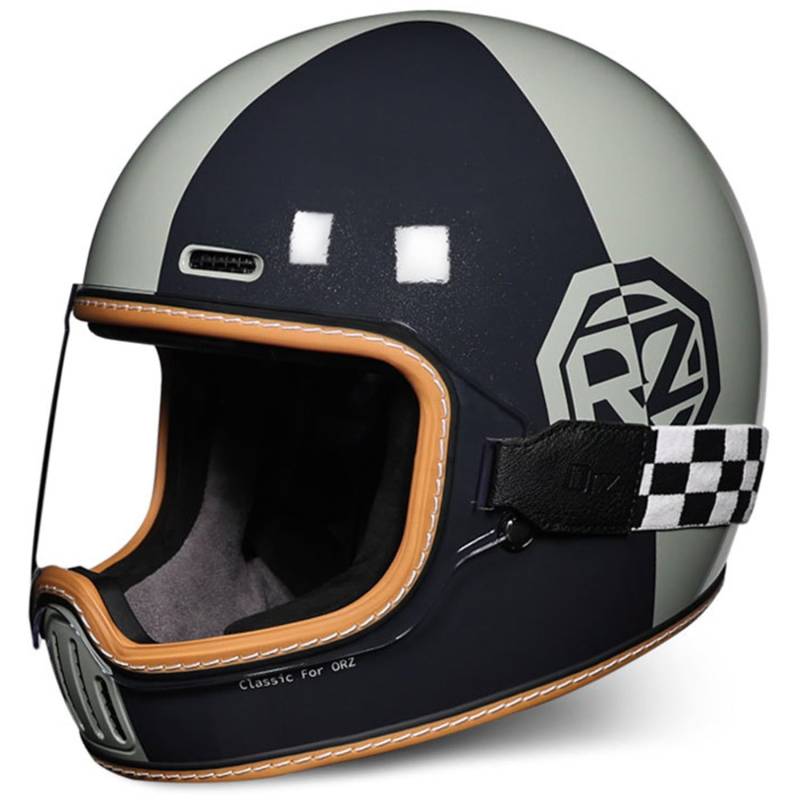 Integralhelm Vintage Motorrad Roller Retro Klassisch Crash Racing Rally Touring ECE-Geprüfter Helm Rollerhelme ATV UTV Unisex-Erwachsene 11,L von SJAPEX
