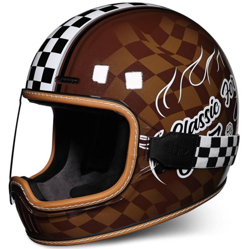 Integralhelm Vintage Motorrad Roller Retro Klassisch Crash Racing Rally Touring ECE-Geprüfter Helm Rollerhelme ATV UTV Unisex-Erwachsene 12,XXL von SJAPEX
