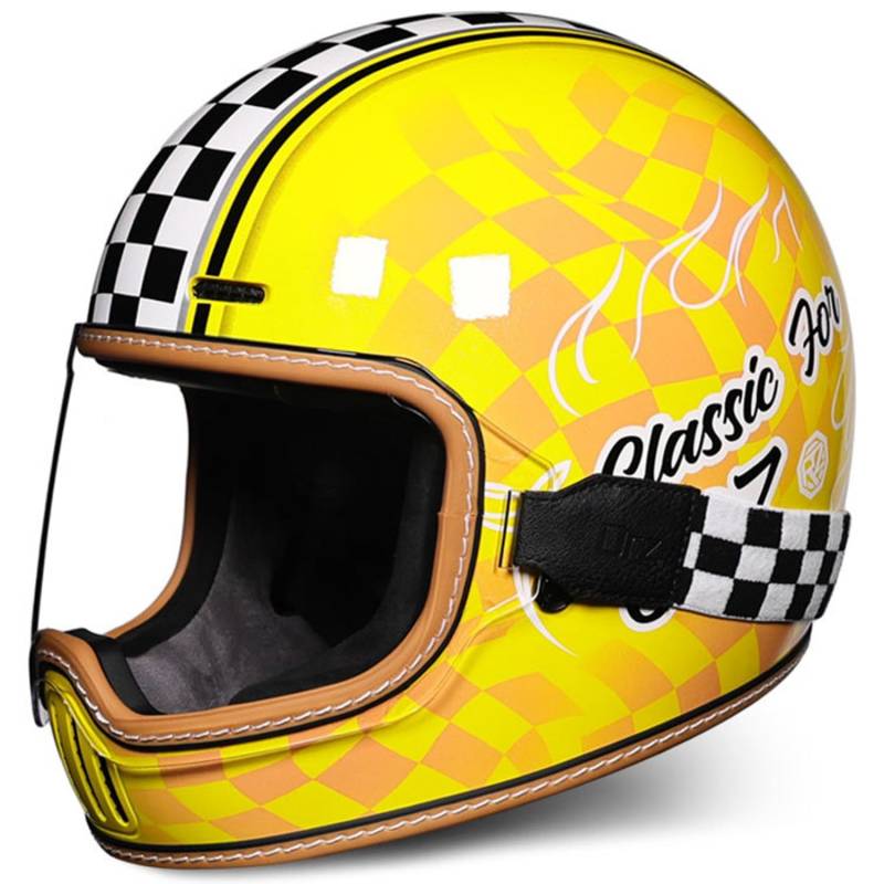 Integralhelm Vintage Motorrad Roller Retro Klassisch Crash Racing Rally Touring ECE-Geprüfter Helm Rollerhelme ATV UTV Unisex-Erwachsene 13,XL von SJAPEX