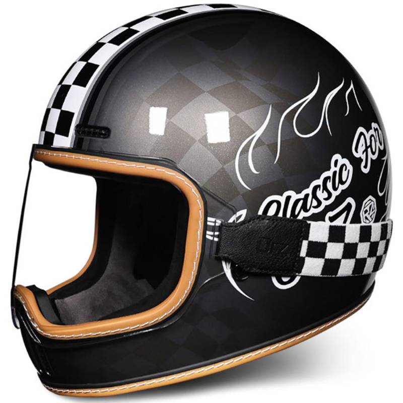 Integralhelm Vintage Motorrad Roller Retro Klassisch Crash Racing Rally Touring ECE-Geprüfter Helm Rollerhelme ATV UTV Unisex-Erwachsene 14,XL von SJAPEX