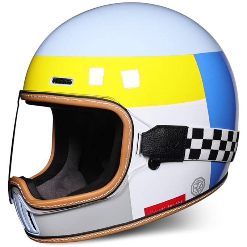 Integralhelm Vintage Motorrad Roller Retro Klassisch Crash Racing Rally Touring ECE-Geprüfter Helm Rollerhelme ATV UTV Unisex-Erwachsene 15,XXL von SJAPEX