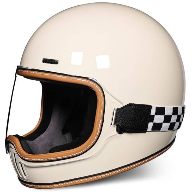 Integralhelm Vintage Motorrad Roller Retro Klassisch Crash Racing Rally Touring ECE-Geprüfter Helm Rollerhelme ATV UTV Unisex-Erwachsene 5,XL von SJAPEX