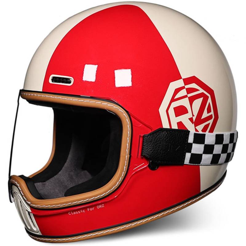 Integralhelm Vintage Motorrad Roller Retro Klassisch Crash Racing Rally Touring ECE-Geprüfter Helm Rollerhelme ATV UTV Unisex-Erwachsene 9,L von SJAPEX