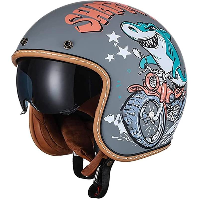 Motorrad Jethelm Mit Sonnenblende Matt Schwarz Roller Quadhelm Damen Herren Roller Motorradhelm Helm Erwachsenenhelm ECE Geprüft 2,L(59-60CM) von SJAPEX