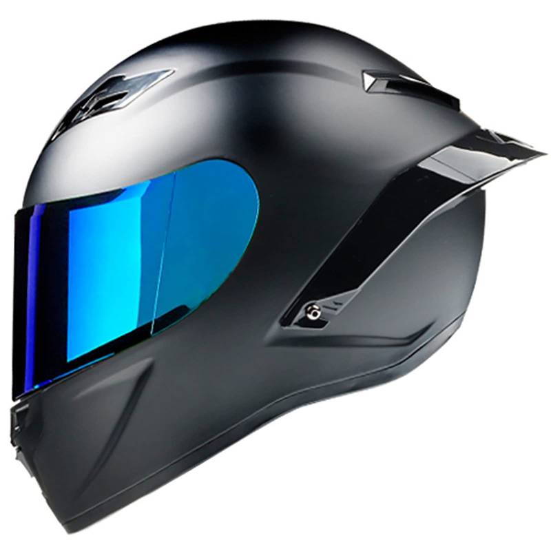 Motorradhelm Integralhelm,ECE Genehmigt Helm Anti-Nebel Anti-Doppel-Visier-Front-Motorrad-Helme Roller-Absturzhelme für Erwachsene Moped Motocross Racing Crashhelm Black D,S=55~56cm von SJAPEX