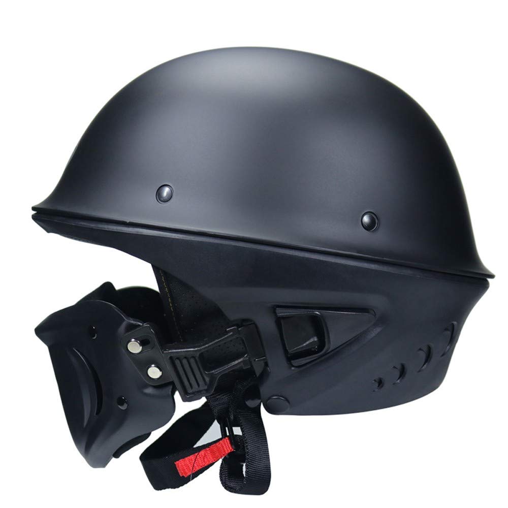Motorradhelm Jethelm Motorrad Halber Helm, Open Face Helmet mit Maske für die Vier Jahreszeiten Kopfumfang Vintage Bikers Cruiser Roller Chopper Touring Helme, DOT Genehmigt von SJAPEX