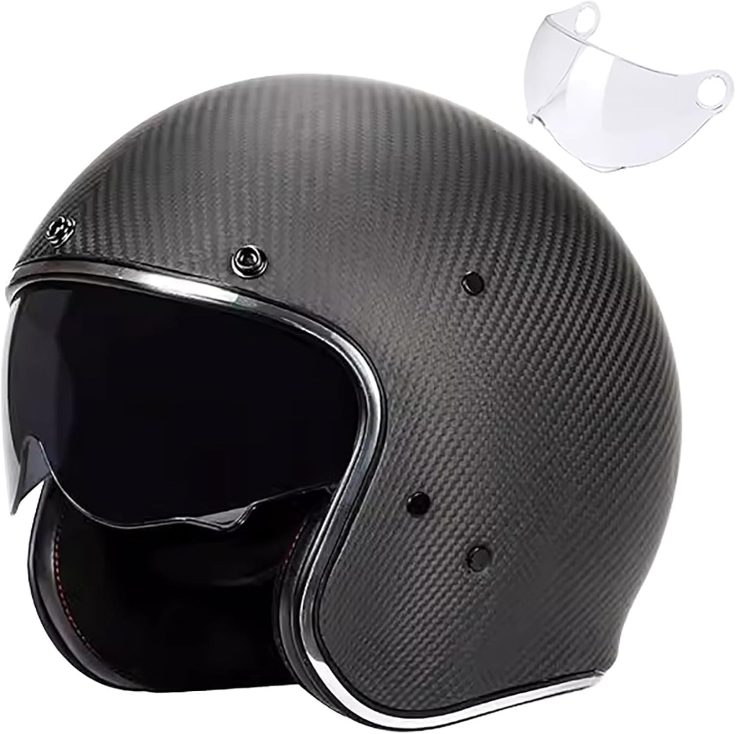 Retro 3/4-Motorradhelm Carbon Jet-Helm Motorrad-Helm Vintage Open Face Motorradhelm mit Visier ECE-Zulassung für Scooter Moped ATV Street Bike 1,L=59-60CM Retro 3/4-Motorradhelm Carbon Jet-Helm Motorrad-Helm Vintage Open Face Motorradhelm mit Visier ECE-Zulassung für Scooter Moped ATV Street Bike 1,L=59-60CM von SJAPEX