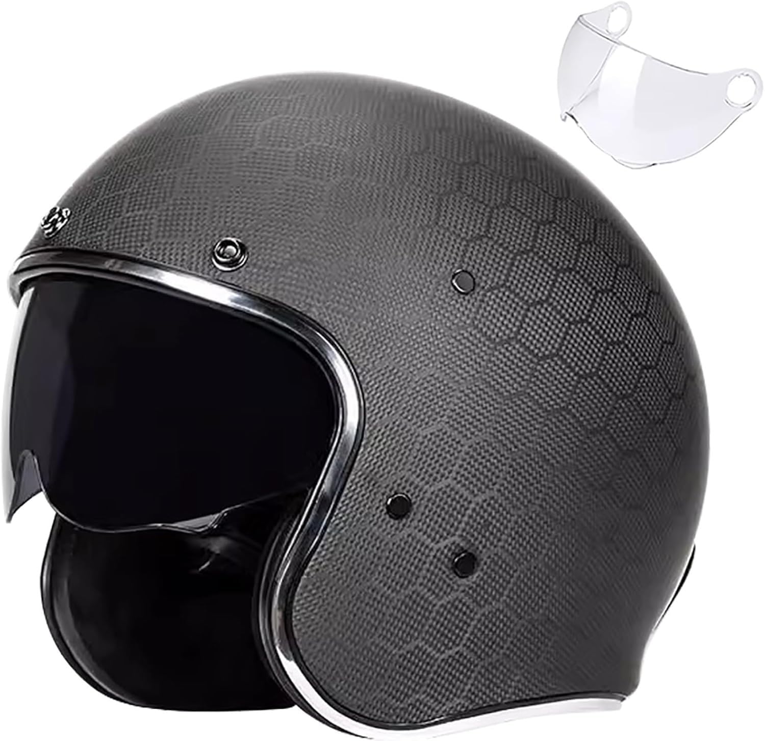 Retro 3/4-Motorradhelm Carbon Jet-Helm Motorrad-Helm Vintage Open Face Motorradhelm mit Visier ECE-Zulassung für Scooter Moped ATV Street Bike 2,XXL=62CM Retro 3/4-Motorradhelm Carbon Jet-Helm Motorrad-Helm Vintage Open Face Motorradhelm mit Visier ECE-Zulassung für Scooter Moped ATV Street Bike 2,XXL=62CM von SJAPEX