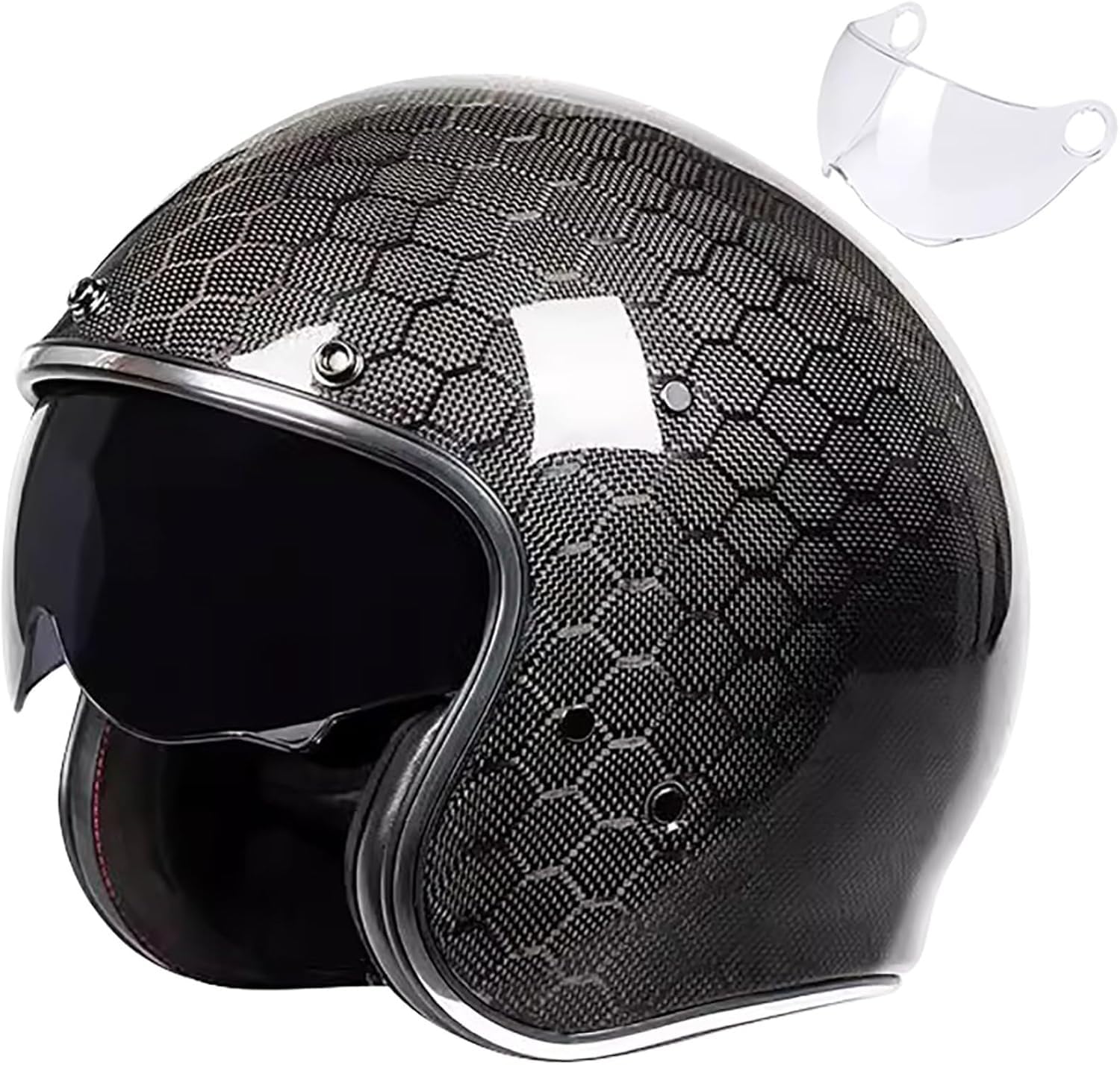 Retro 3/4-Motorradhelm Carbon Jet-Helm Motorrad-Helm Vintage Open Face Motorradhelm mit Visier ECE-Zulassung für Scooter Moped ATV Street Bike 3,XXL=62CM Retro 3/4-Motorradhelm Carbon Jet-Helm Motorrad-Helm Vintage Open Face Motorradhelm mit Visier ECE-Zulassung für Scooter Moped ATV Street Bike 3,XXL=62CM von SJAPEX