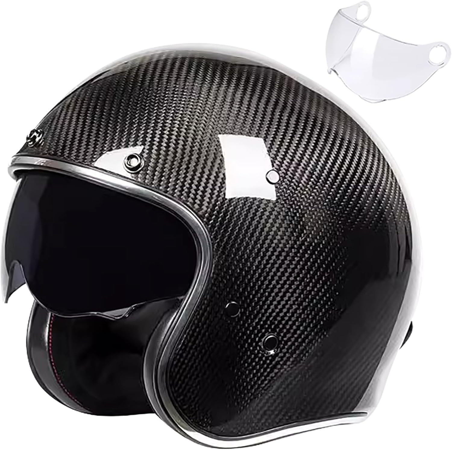 Retro 3/4-Motorradhelm Carbon Jet-Helm Motorrad-Helm Vintage Open Face Motorradhelm mit Visier ECE-Zulassung für Scooter Moped ATV Street Bike 4,L=59-60CM Retro 3/4-Motorradhelm Carbon Jet-Helm Motorrad-Helm Vintage Open Face Motorradhelm mit Visier ECE-Zulassung für Scooter Moped ATV Street Bike 4,L=59-60CM von SJAPEX