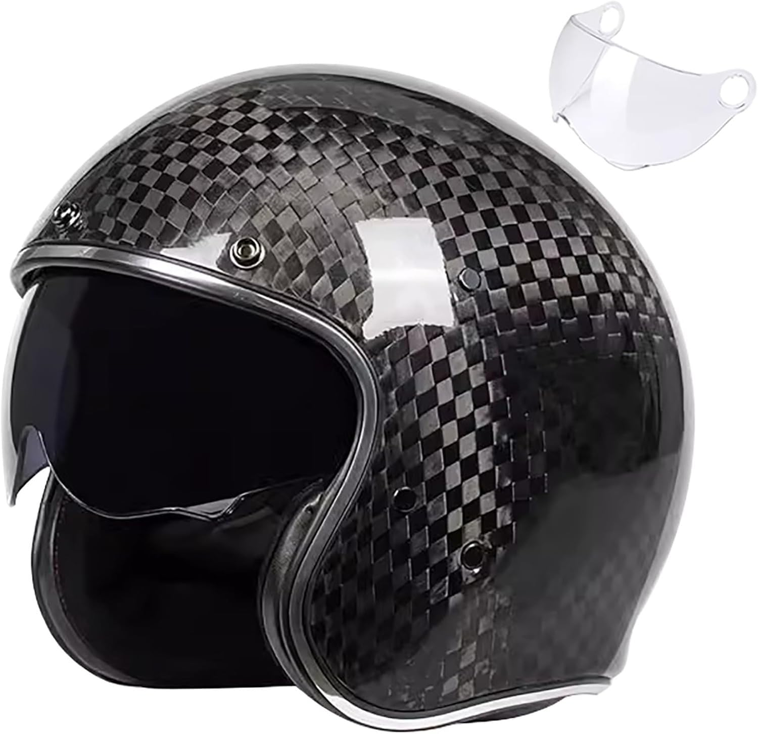Retro 3/4-Motorradhelm Carbon Jet-Helm Motorrad-Helm Vintage Open Face Motorradhelm mit Visier ECE-Zulassung für Scooter Moped ATV Street Bike 5,L=59-60CM Retro 3/4-Motorradhelm Carbon Jet-Helm Motorrad-Helm Vintage Open Face Motorradhelm mit Visier ECE-Zulassung für Scooter Moped ATV Street Bike 5,L=59-60CM von SJAPEX