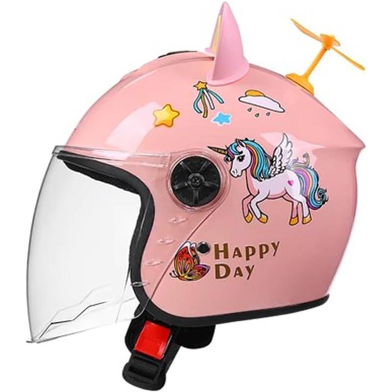 SJAPEX Kinder 3/4 Motorradhelm, Retro Elektro-Motorradhelm, Für Roller ATV, Elektroroller, Moped, Kinderhelm Für Jungen Und Mädchen 1 von SJAPEX
