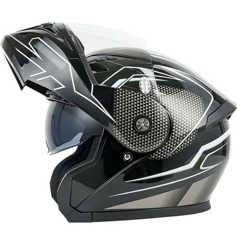 SJAPEX Klapphelm Flip Up Motorradhelm Herren Damen Integralhelm Mit ECE-Zertifizierung Modular Helm Rollerhelm Mit Doppelvisier 3,M von SJAPEX