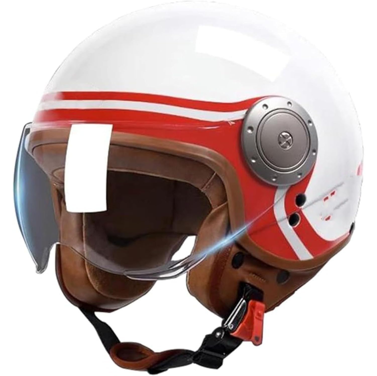 Vintage Fashion Motorrad Jethelm, ECE-Zertifizierter Retro 3/4 Halbhelm Herren Damen Erwachsene Jethelm, Für Cruiser Scooter Leichtgewicht Mit Schnellverschluss 4,XL(61-62CM) von SJAPEX