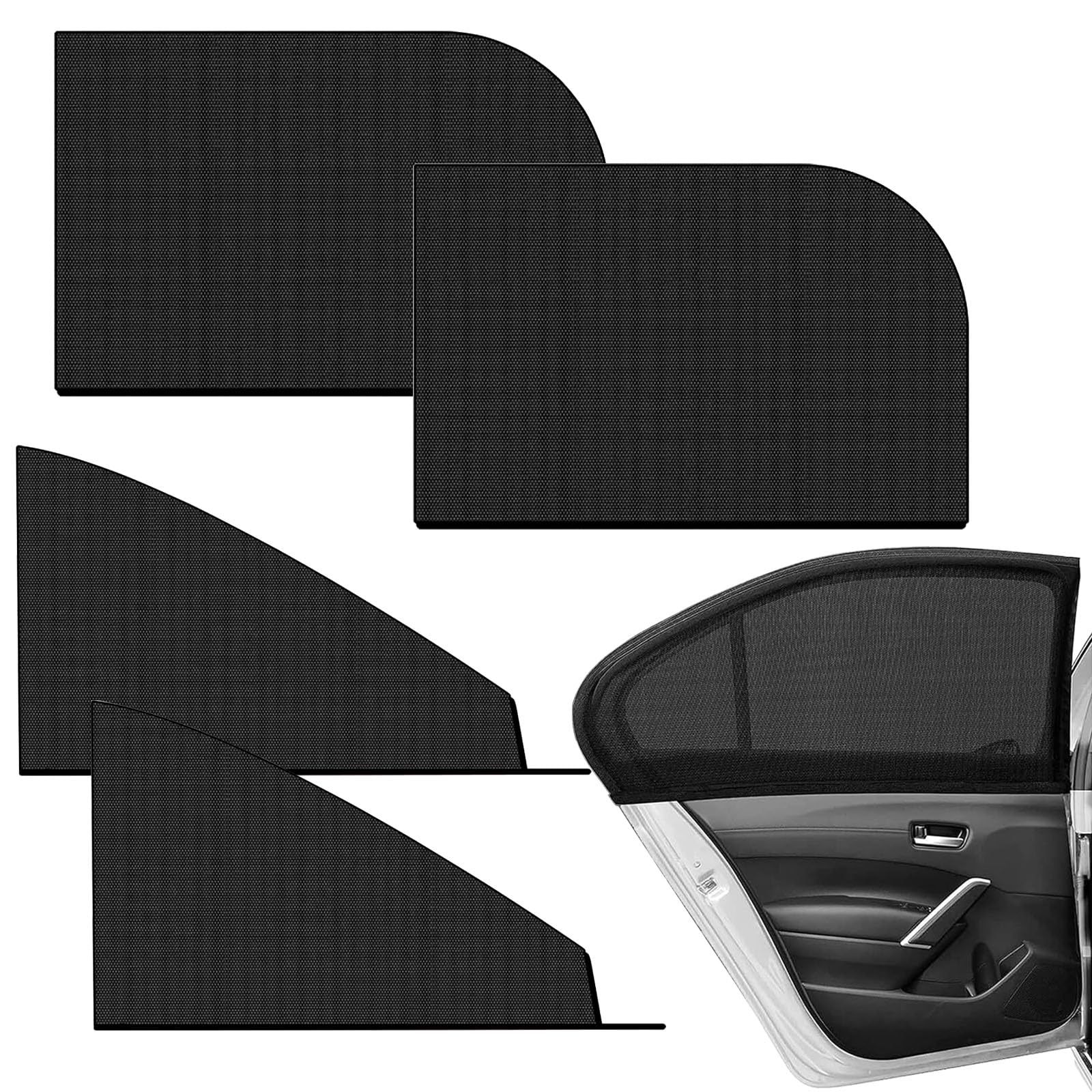 Sonnenschutz Auto Baby, 4 Stück Sonnenschutz Auto mit UV Schutz, Universal Passend für Die Meisten Autos(Schwarz) von SJDOFU