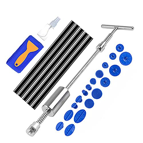 Dellen Reparaturset Auto,Auto Beulen Entfernen Auto lacklosen Dent Removal Tool Kit Dent Reparatur Kit Dent Puller Kit Rutsche Rückwärtshammer Klebstofflasche Saugnäpfe Hagel Kit(Set2) von SJHFKDK