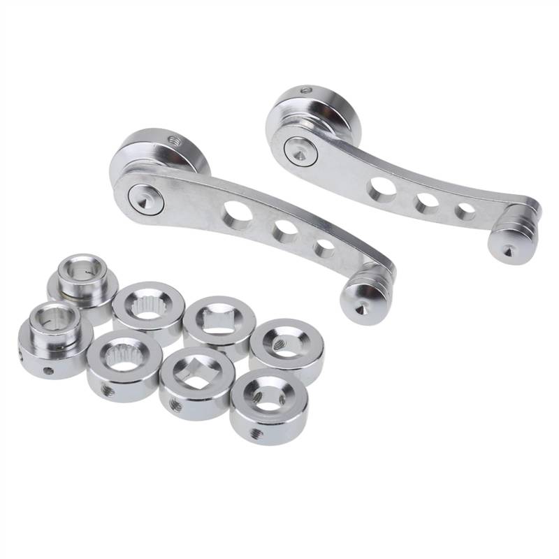 Fensterkurbel,Autofenster Kurbel 1Set Universal Auto Manuelle Fenster Griff Wickler Riser Ersatz Griffe Aluminium Legierung Wickler Kurbel Riser Kit Fenster Griffe(Silver) von SJHFKDK