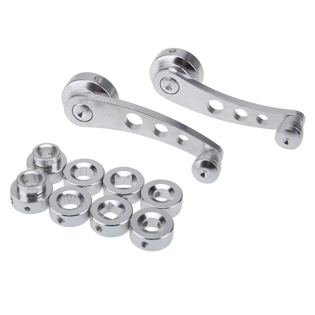 Fensterkurbel,Autofenster Kurbel 2 stücke Aluminium Legierung Universal Auto Fenster Griff Wickler Riser Ersatz Fenster Hebe Kurbel Kurbel Riser Kit Auto Teile(Silver) von SJHFKDK