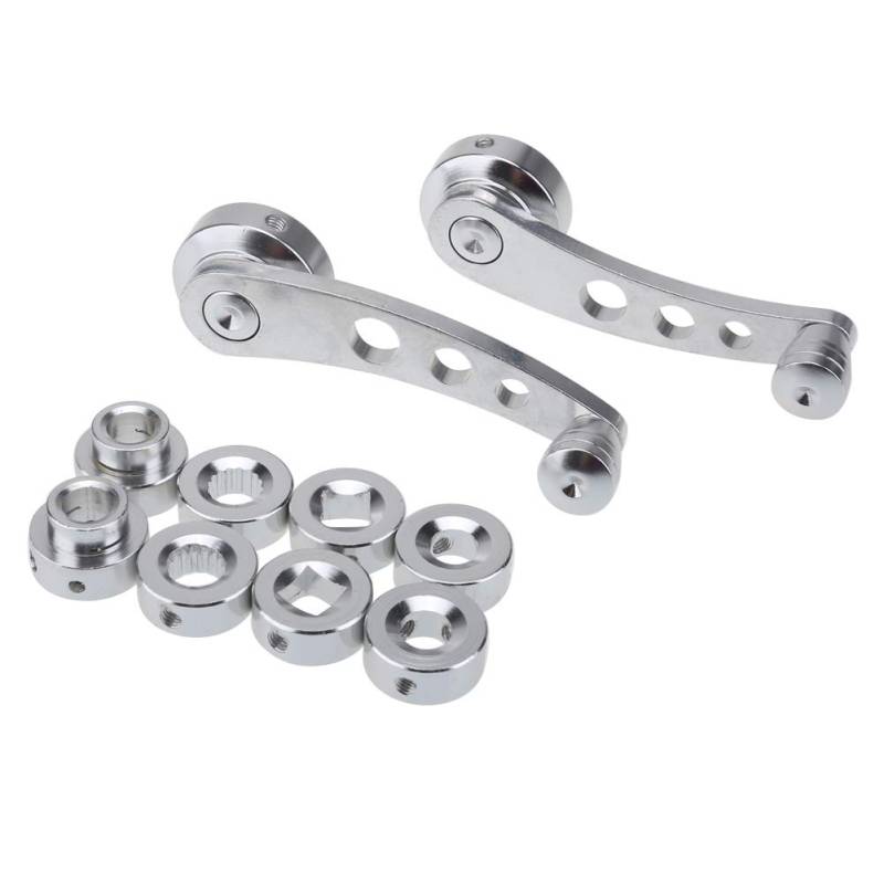 Fensterkurbel,Autofenster Kurbel 2 stücke Aluminium Legierung Universal Auto Fenster Griff Wickler Riser Ersatz Fenster Hebe Kurbel Kurbel Riser Kit Auto Teile(Silver) von SJHFKDK