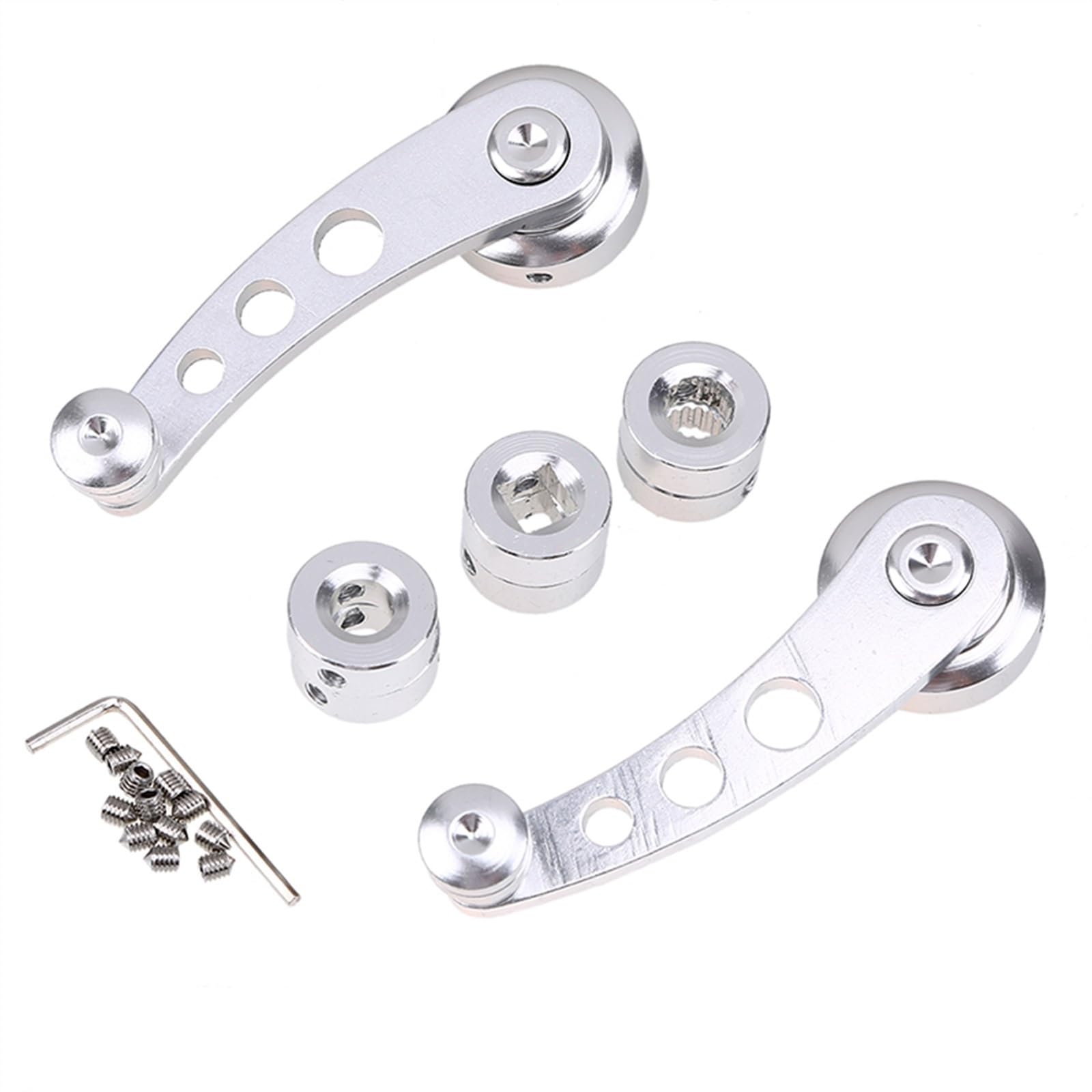 Fensterkurbel,Autofenster Kurbel 2Pcs Universal Auto Manuelle Fenster Hebe Kurbel Aluminium Legierung Wickler Lifter Riser Ersatz Auto Zubehör(Crank Handle Sliver) von SJHFKDK
