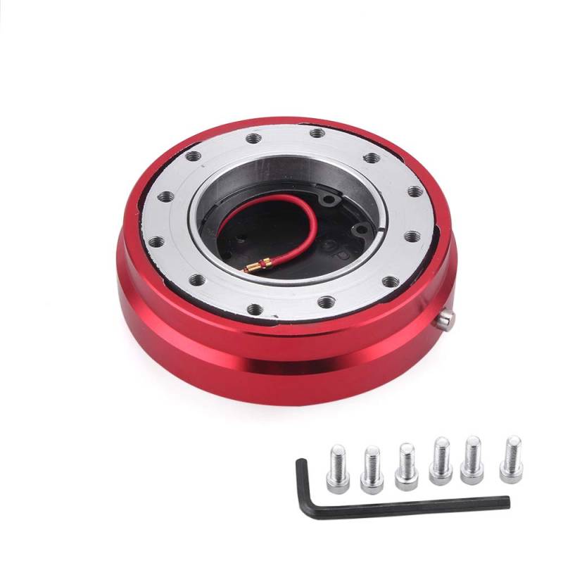 Lenkradnabenadapter,Lenkrad Schnellspannnabeapter Universal Dünne Version 6 Loch Lenkrad Schnellverschluss Hub Adapter Snap off Boss Kit(Red) von SJHFKDK
